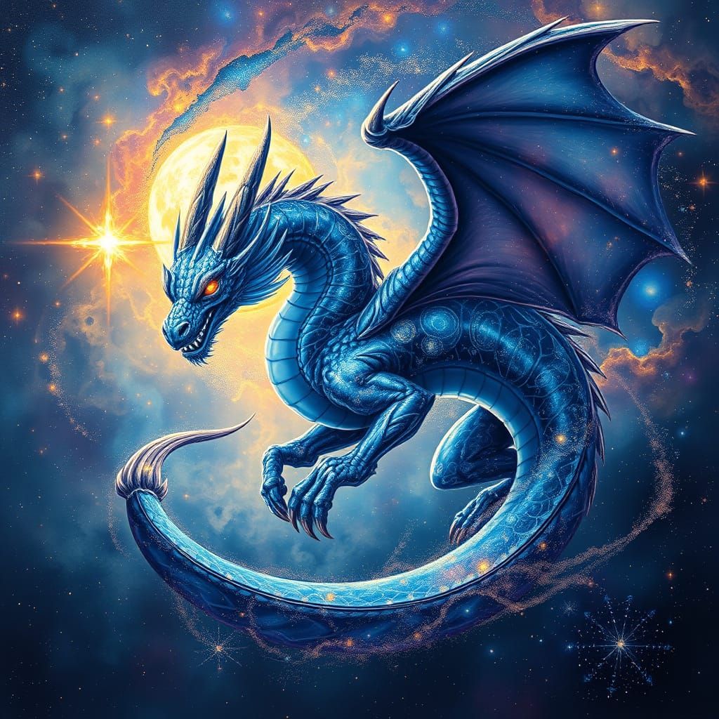 Astral Armored Cobalt Dragon in Cosmic Expanse