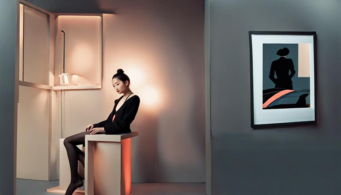 Beautiful Japanese Woman in Milan: Retro-Futuristic Style