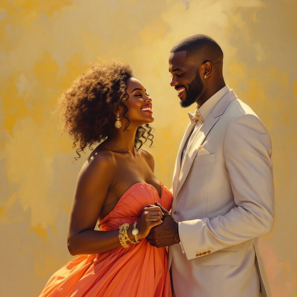 Happy Lesbian Couple in Hyperrealistic Acrylic Painting