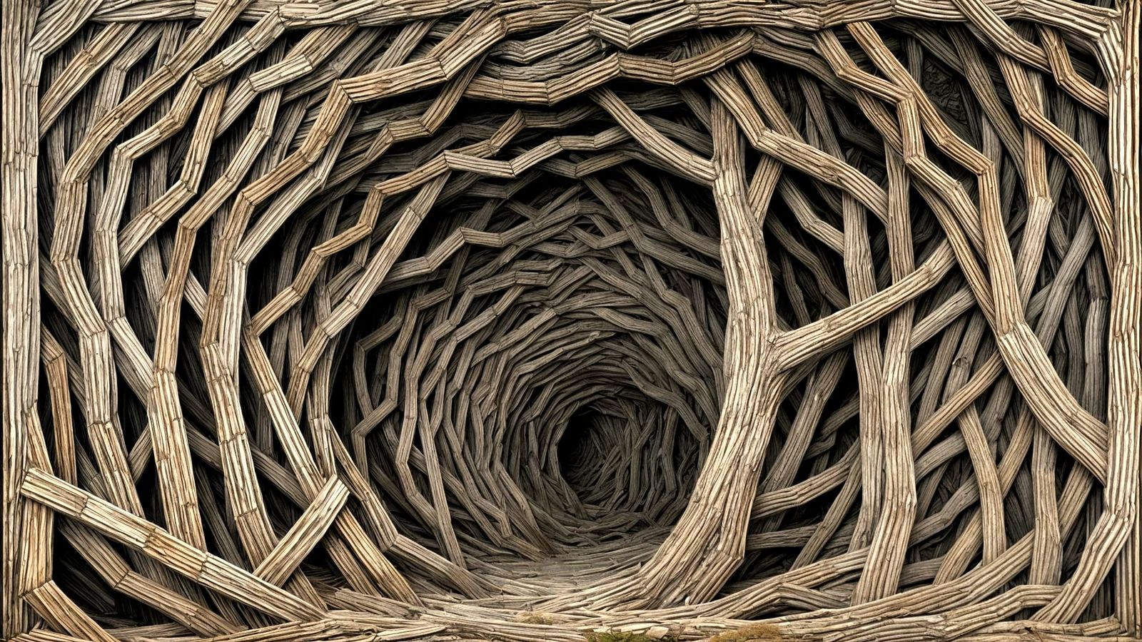 Surreal Rabbit Hole Descent in Distorted Paint Style