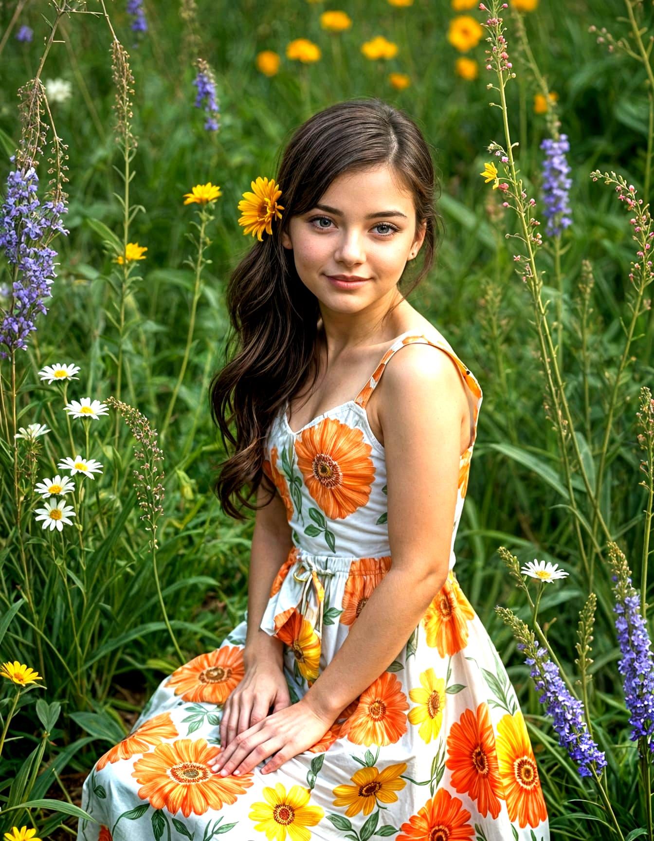 Sultry Young Woman in Vibrant Color