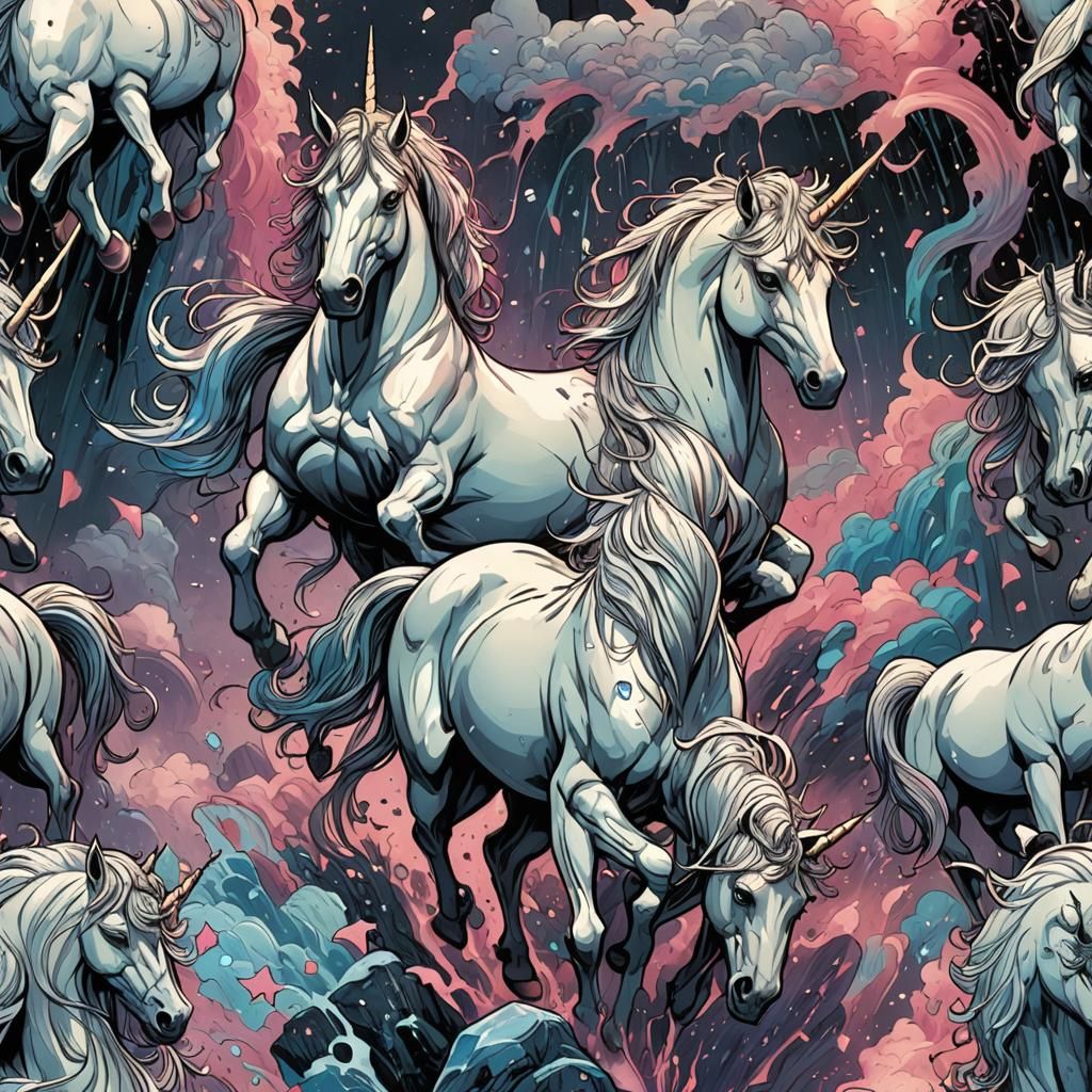 Unicorn with Drip in Comic Book Art Style