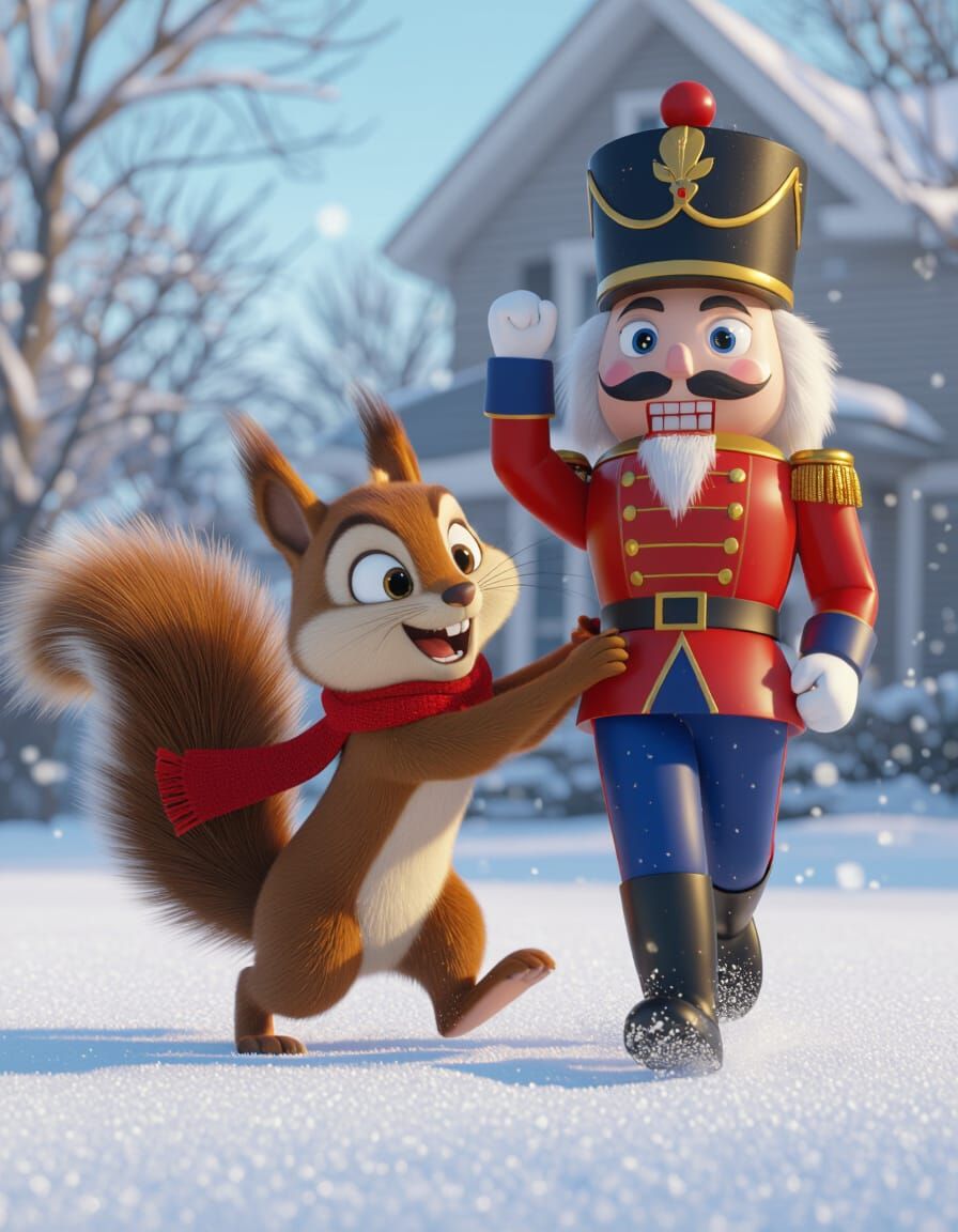 Squirrel Steals Christmas Nutcracker: 3D Animation