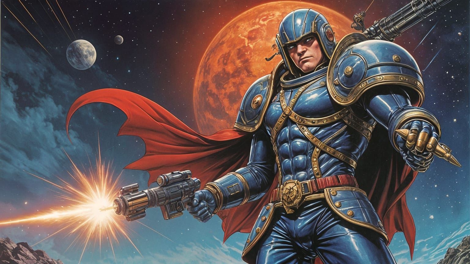 Space Rogue from a Baroque Alien Empire in 80s Anime Style