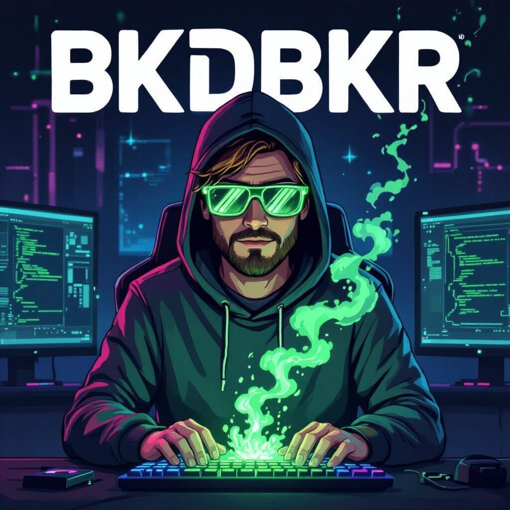 Twitch Logo: Hacker with Green Smoke Keyboard
