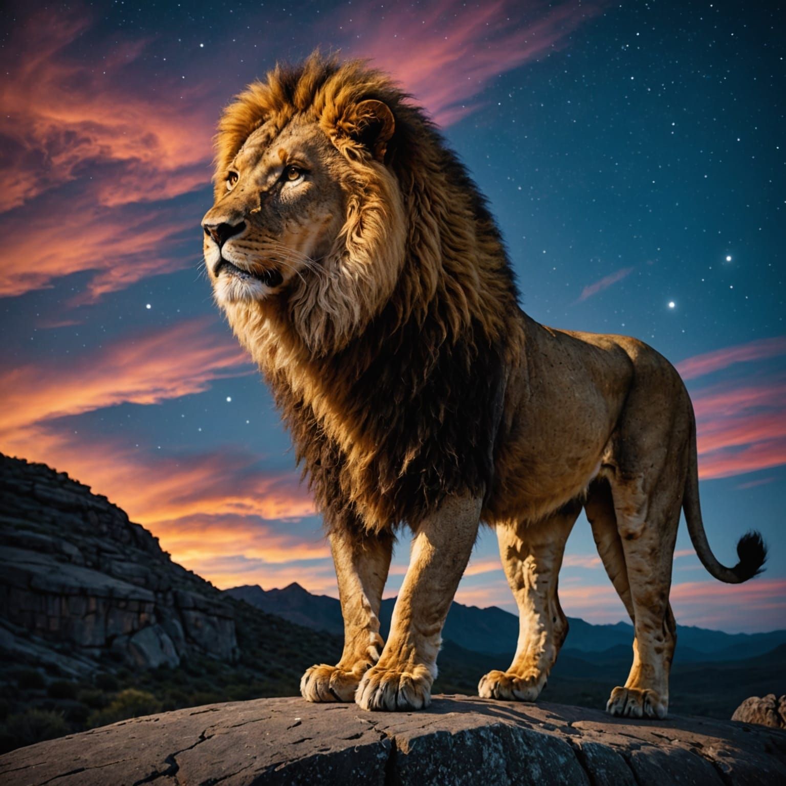 Majestic Lion at Night: National Geographic Photo