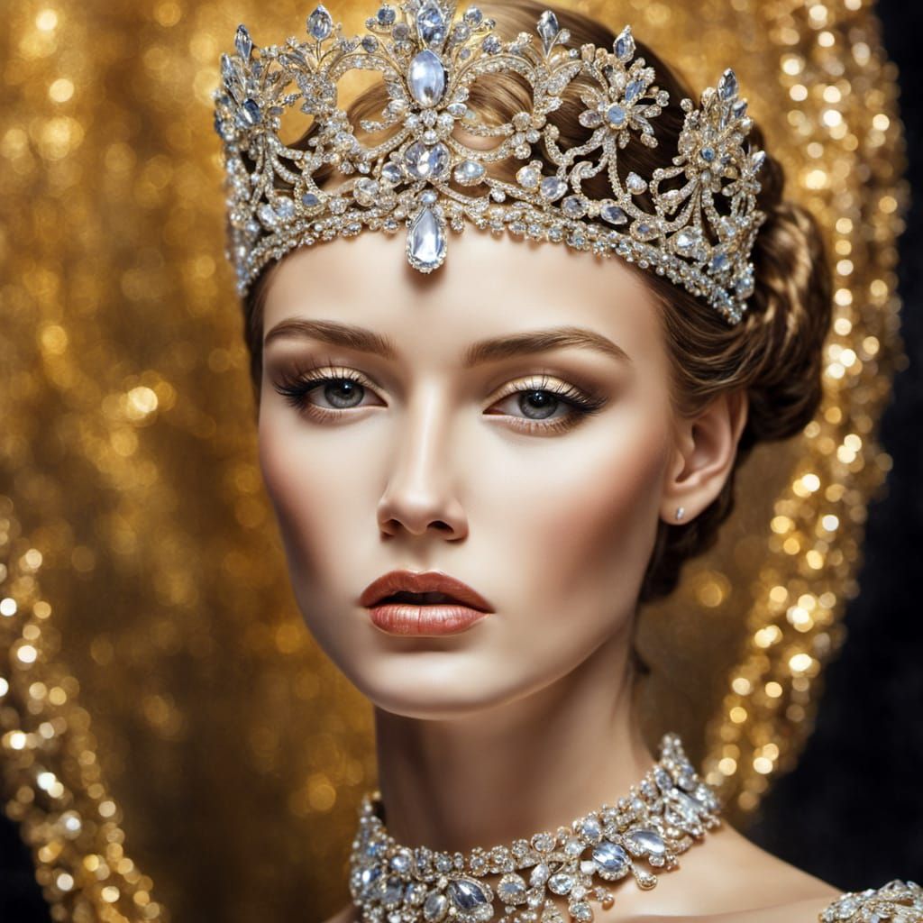 Surreal Crystal Tiara in Oil Painting Style