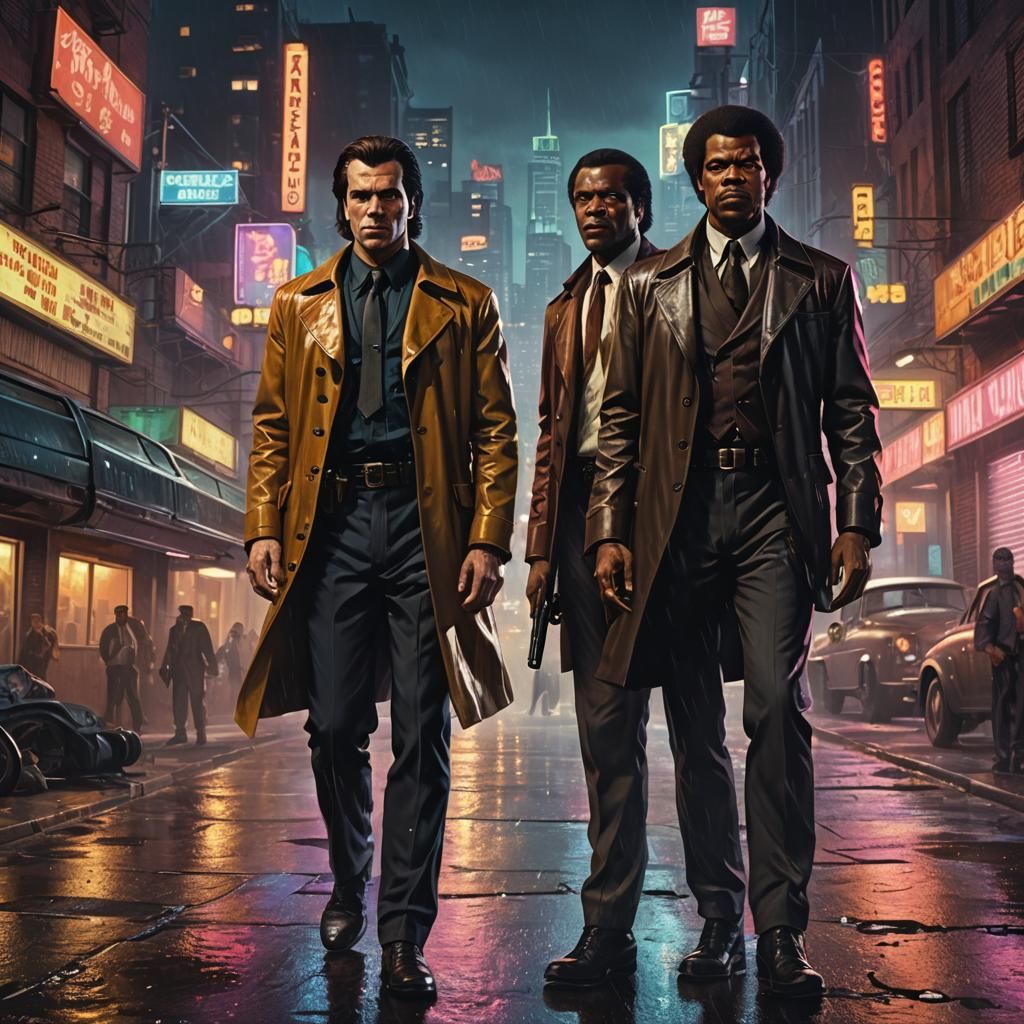 Gritty 1940s Cityscape with Armed Figures