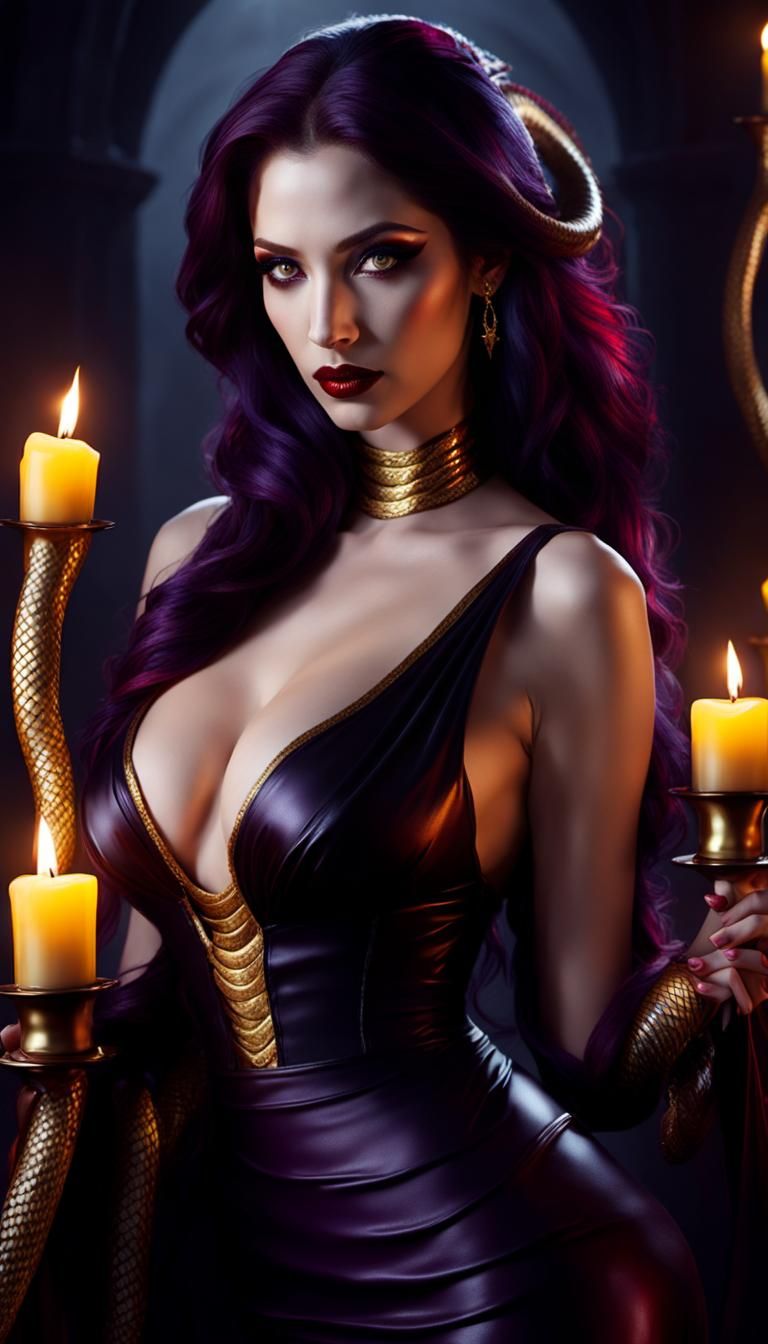 Seductive Lamia in Dark Fantasy Style