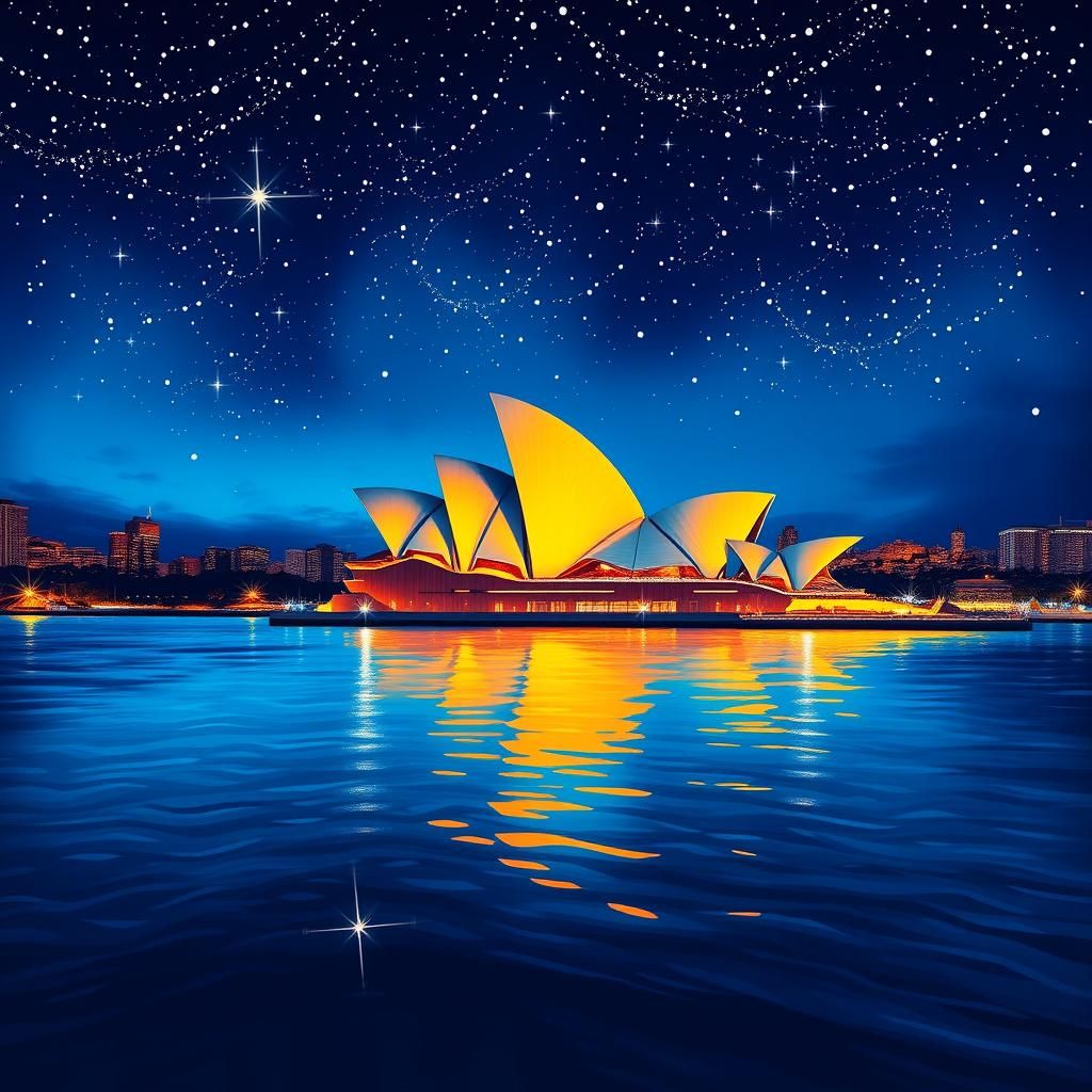 Sydney Opera House at Dusk: Impressionist Nightscape