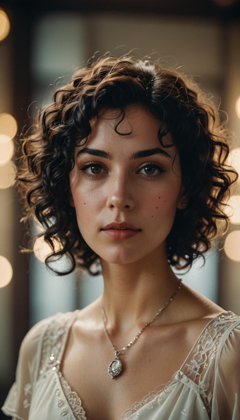 Cinematic Portrait of a Girl with Curly Hair