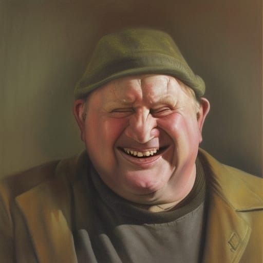 Eerie Portrait of Elderly Man as Oil Painting
