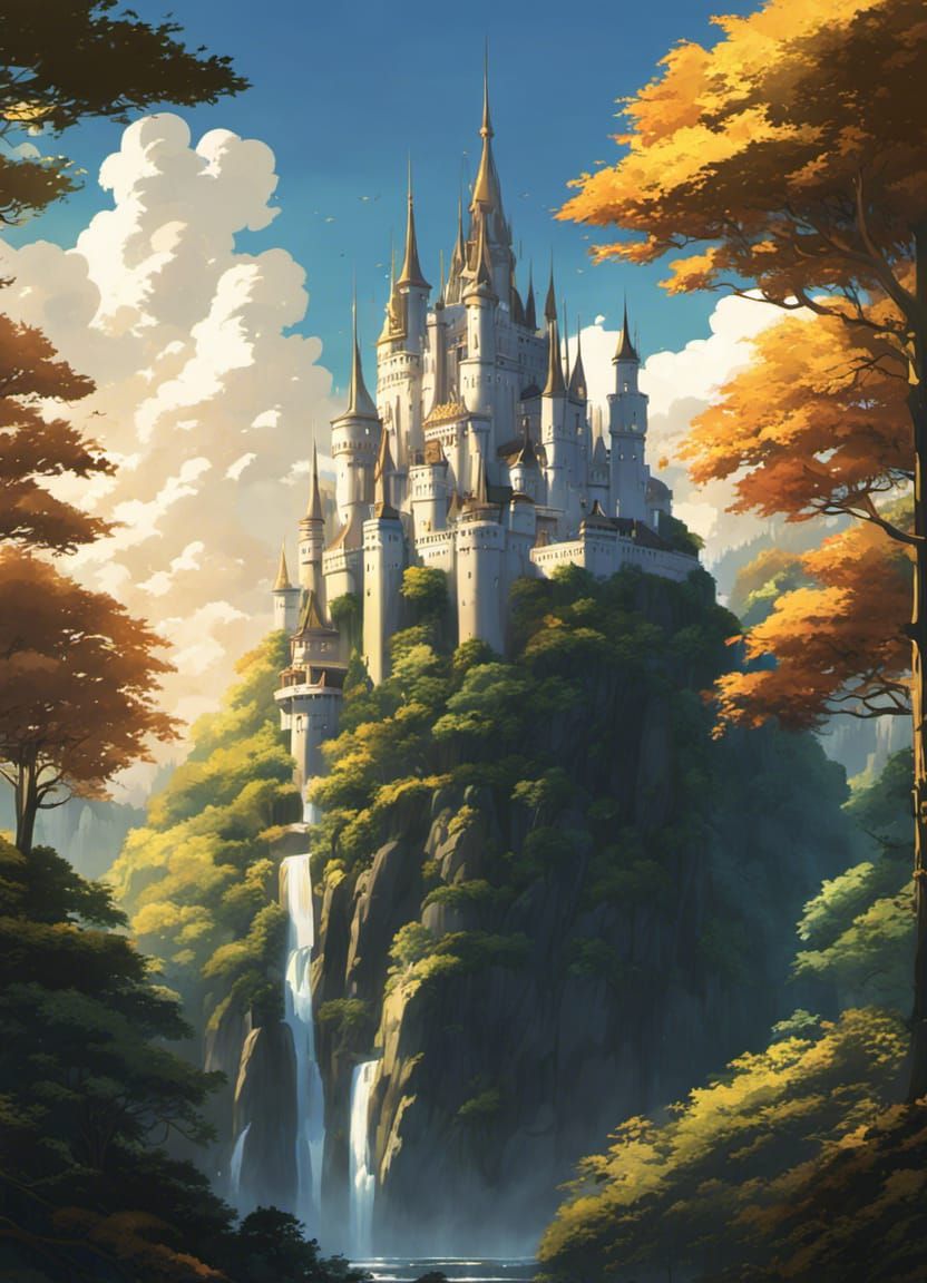 Fairytale Castle in Studio Ghibli Anime Style