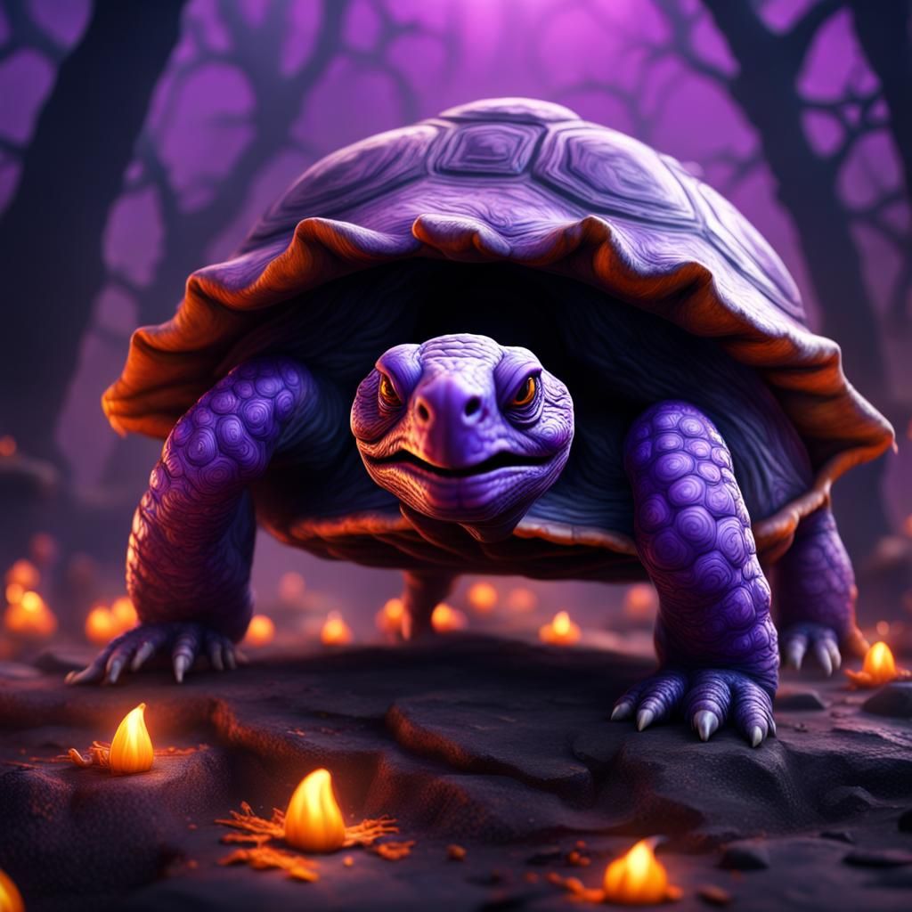 Scary Halloween Purple Turtle Concept Art