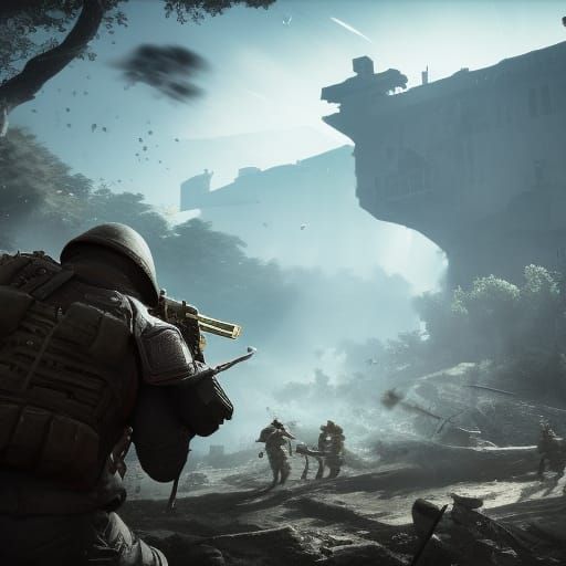 Epic 3D War Scene in Cinematic Style