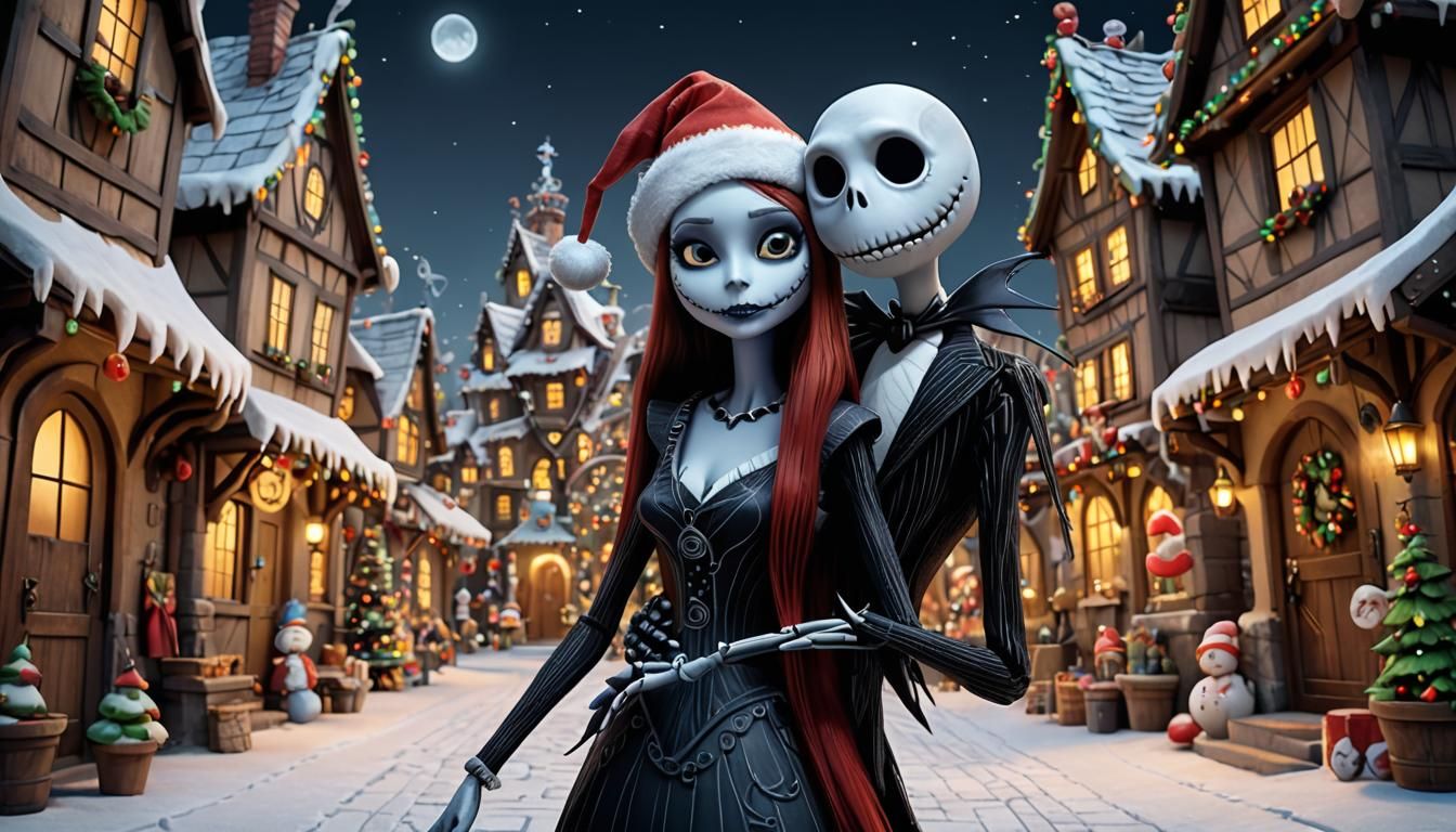 Hyper Realistic Sally in Christmas Town Portrait