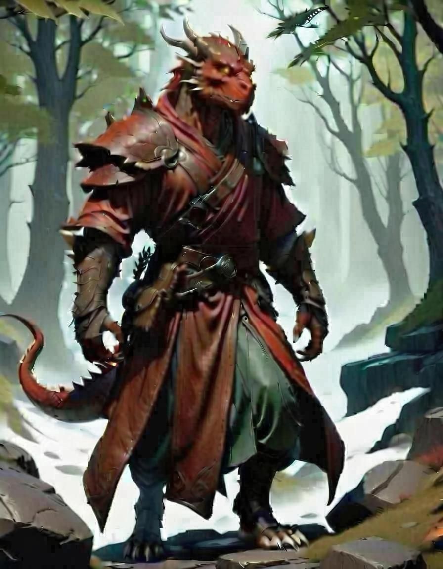 Dragonborn Druid in Detailed Fantasy Art