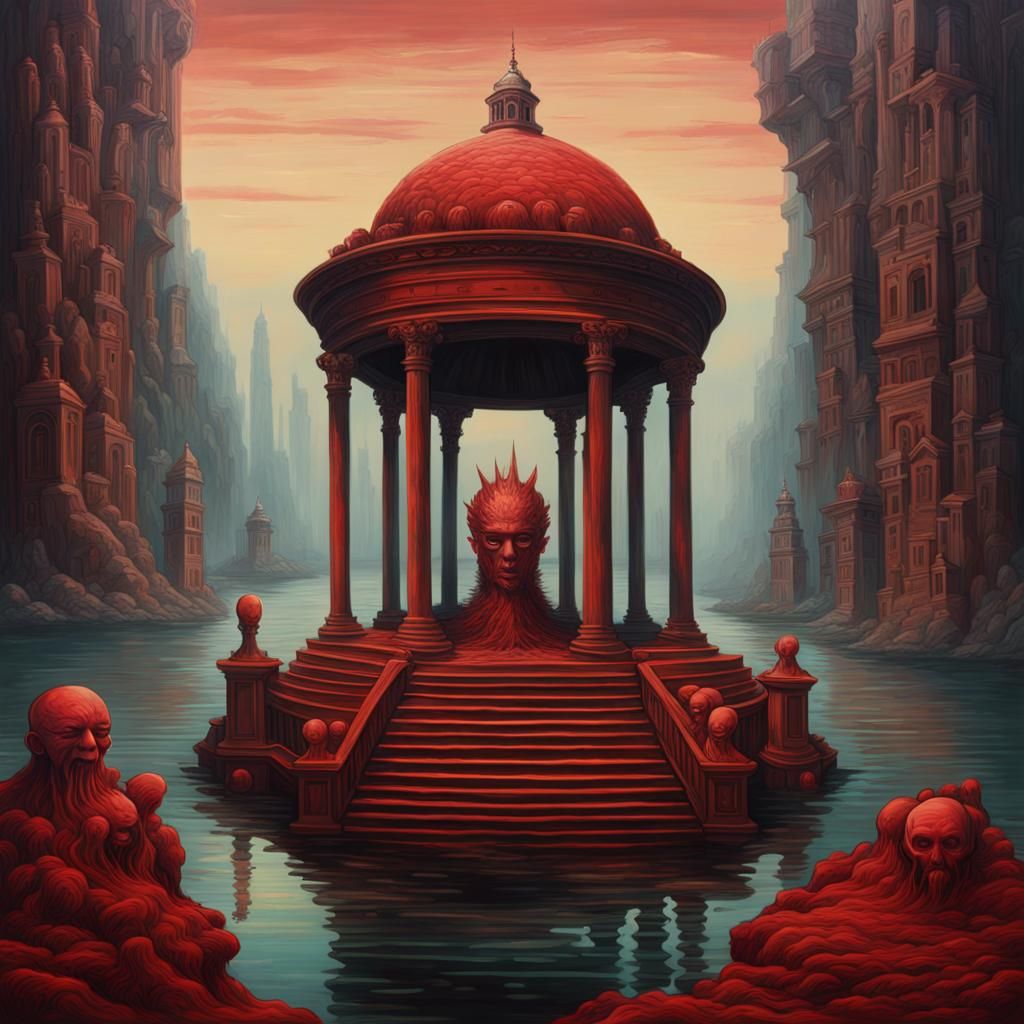 Surreal Gazebo Painting in Beksinski Style