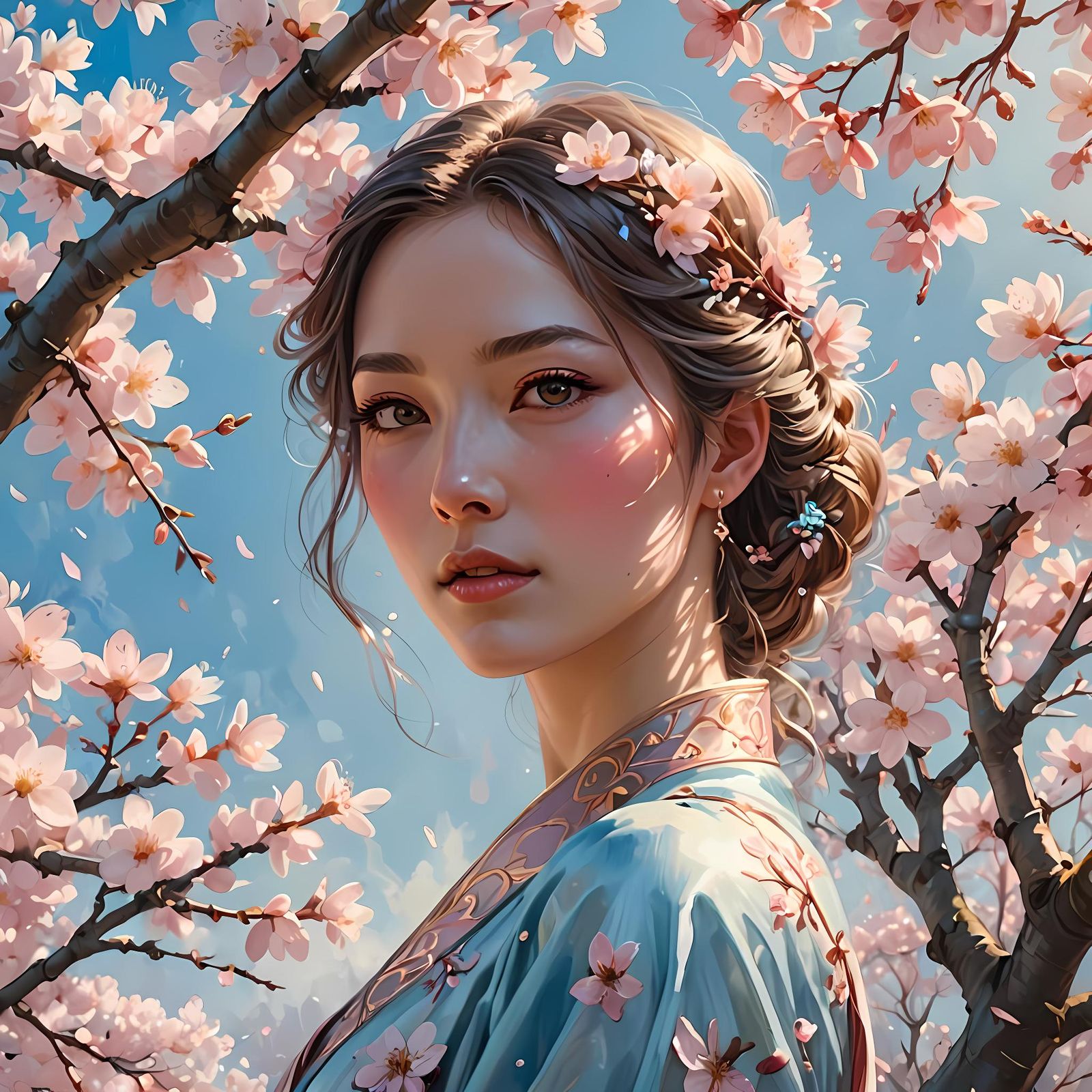 Cherry Blossoms in Bloom: A Detailed Matte Painting