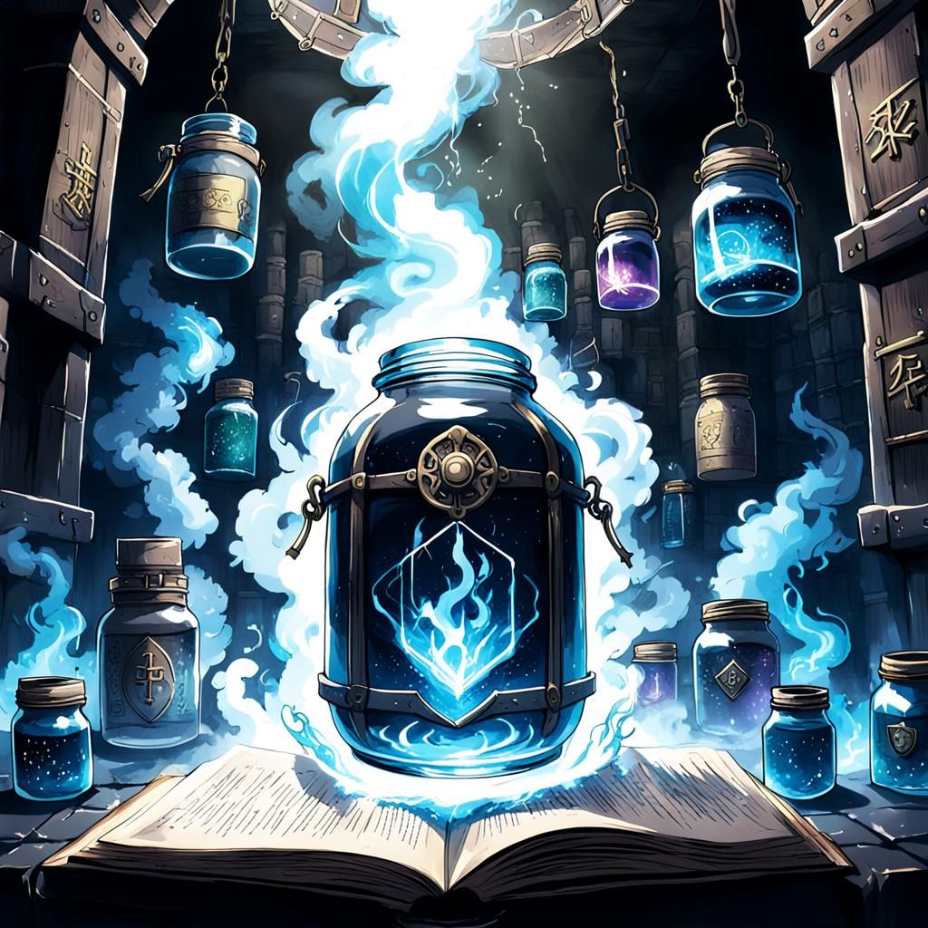 Anime Art Dungeon with Monster Parts and Magic