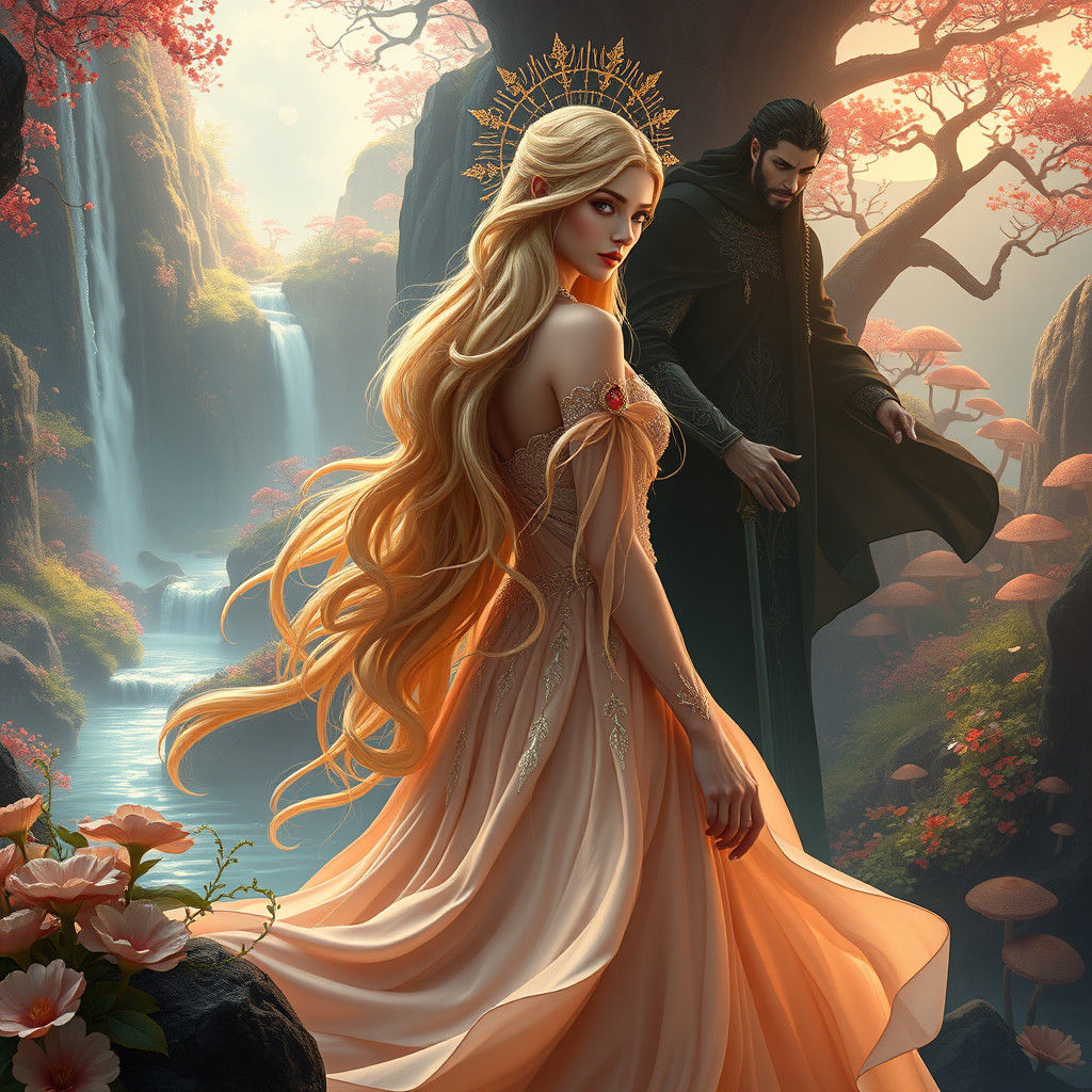 Goddess and Shadow Prince in Fantasy Kingdom