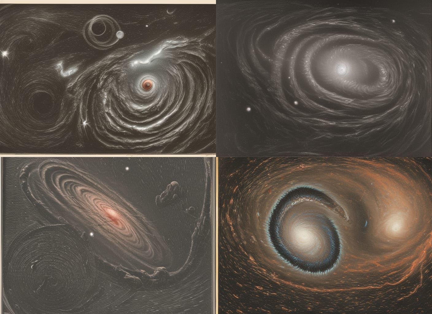 Andromeda Galaxy as Copper Engraving in Gothic Style