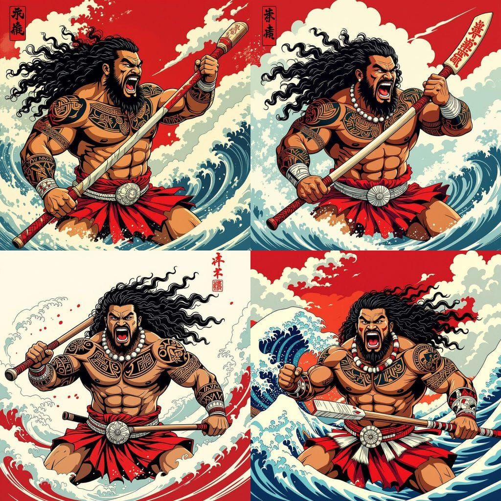 Tongan Warrior in Samurai Art Style