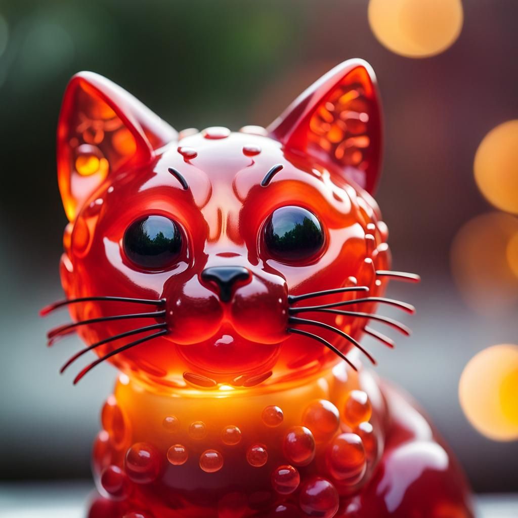 Jelly Cat Sculpture in Professional Photography Style