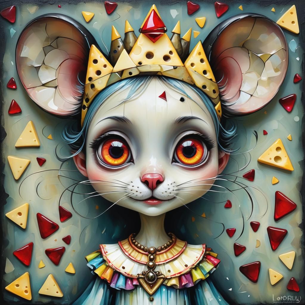Mouse princess with cheese-crown