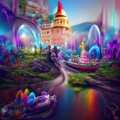 Fantasy Disneyland: Hyperrealistic Psychedelic 3D Concept Ar...