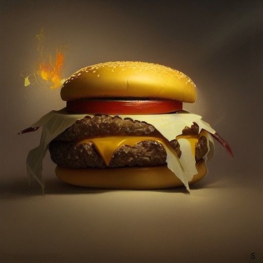 Sinister Cheeseburger in Dark Fantasy Style
