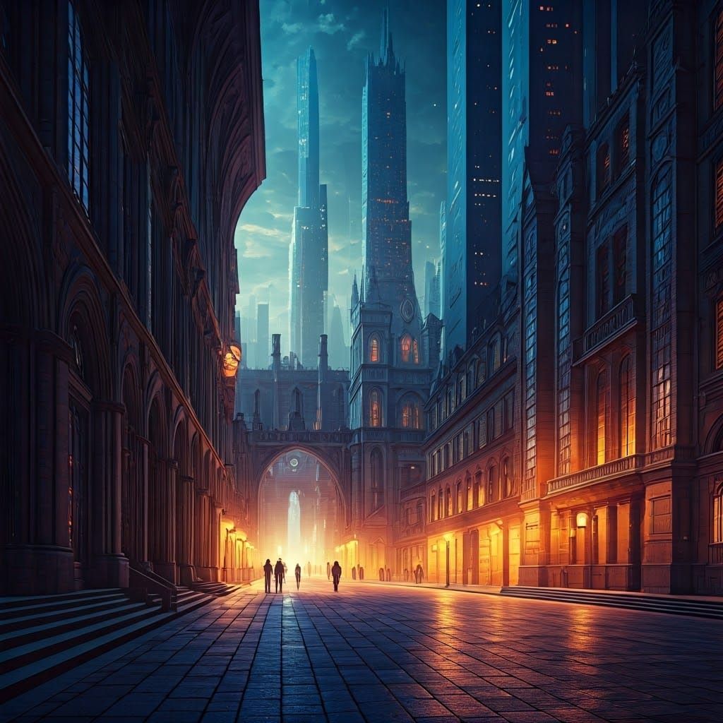Metropolis Fusion: Ancient Meets Modern in Fantasy Art