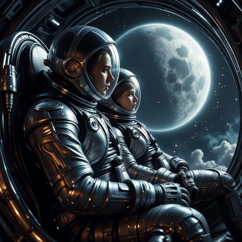 Astronauts Journey to the Moon in Biopunk Style