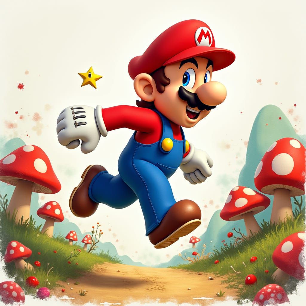 Mario Jumps Through a Vibrant Pixar Landscape