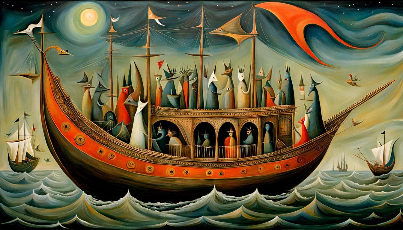 Ship of Fools in Surrealist Style