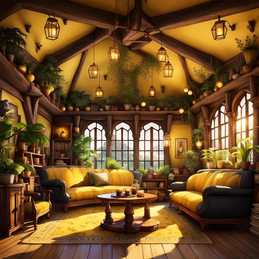 Cozy and Warm Hufflepuff Common Room