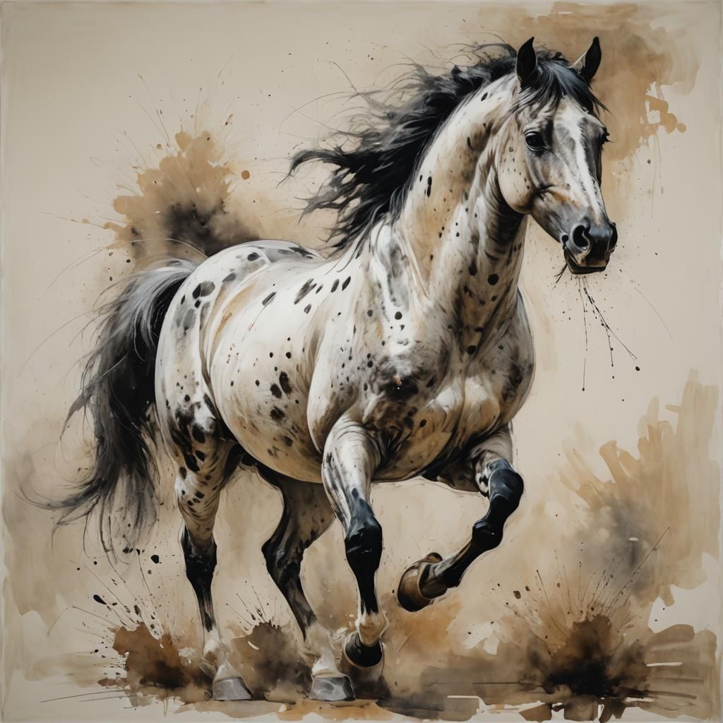 Appaloosa Horse Portrait in Tachisme Style