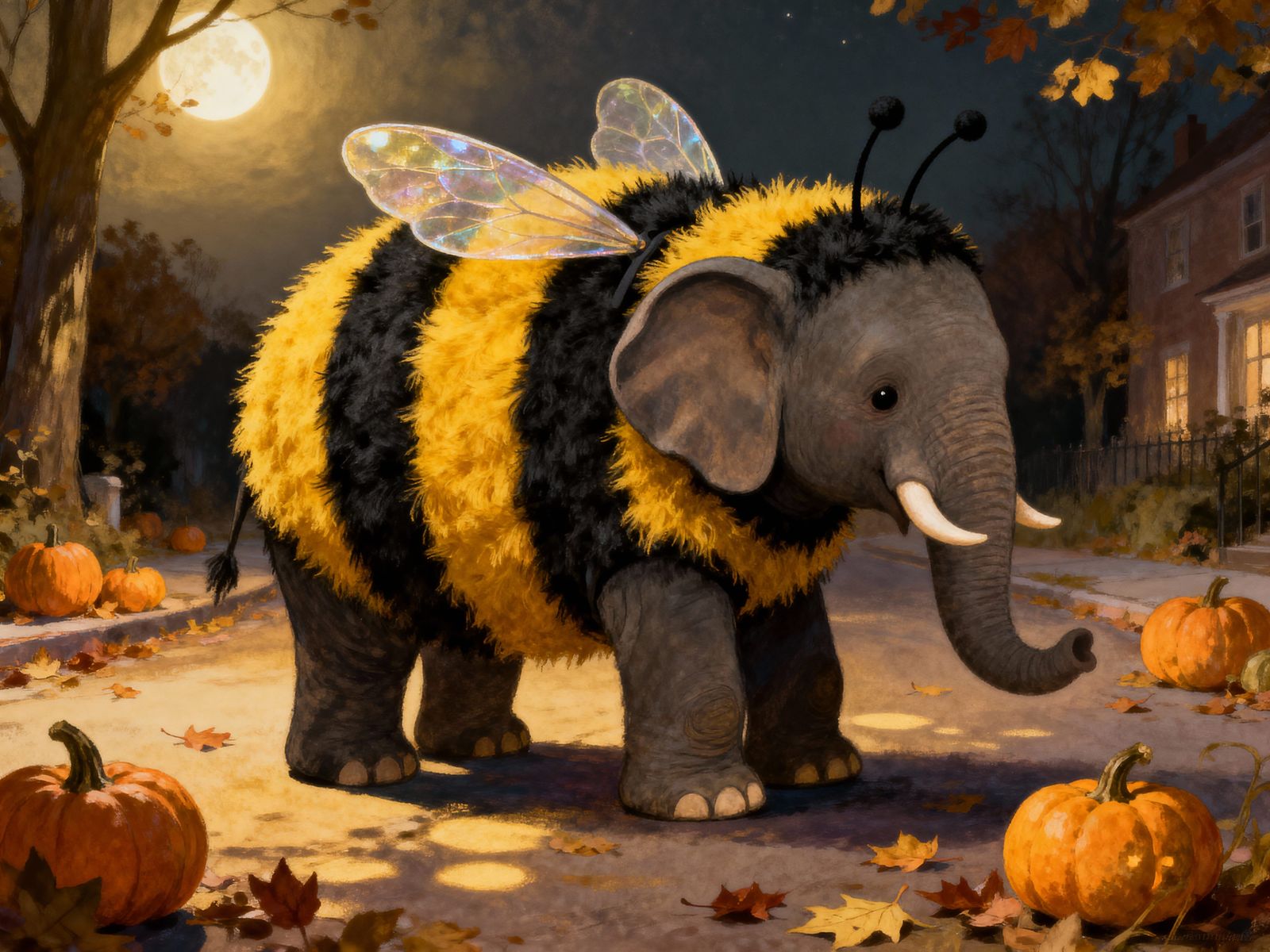 Elephant in Bumblebee Costume for Halloween
