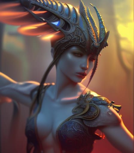 Bunny Warrior: Fantasy Concept Art in Neon Colors