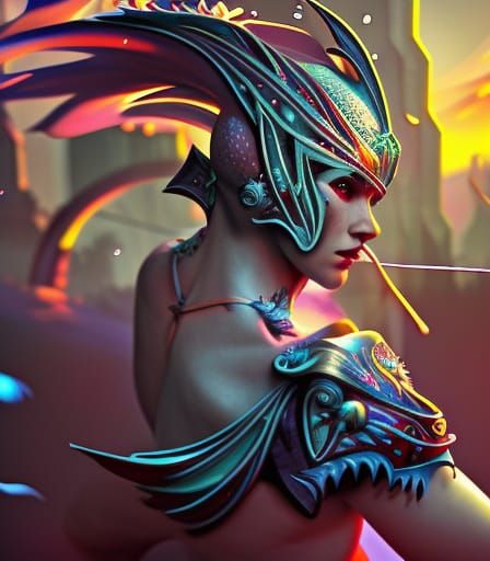Bunny Warrior: Fantasy Art in Neon Colors