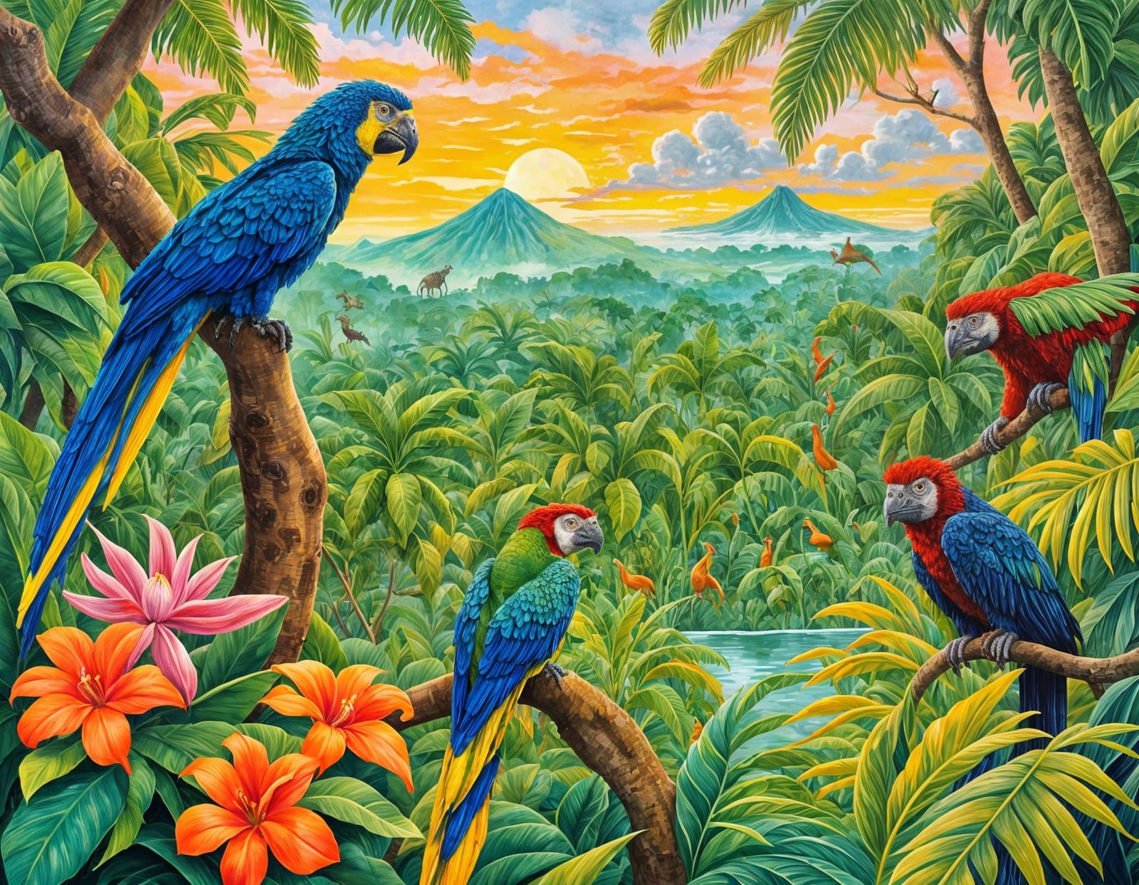 Naive Nicaraguan Archipelago Landscape Painting