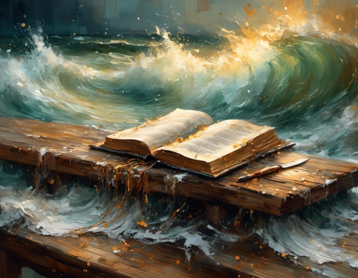 Storybook Sea Emerges: An Illustrative Oil Painting
