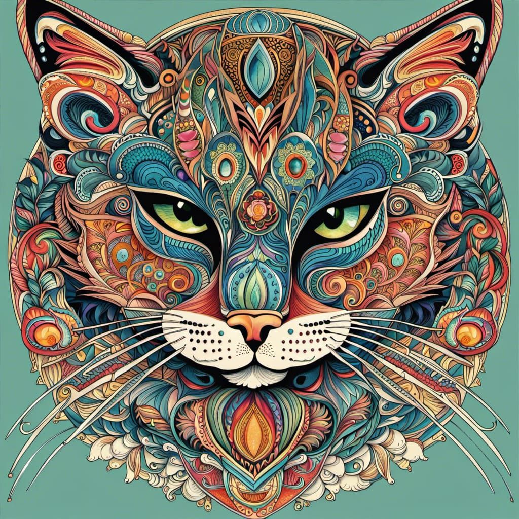 Intricate Cat Portrait for International Cat Day