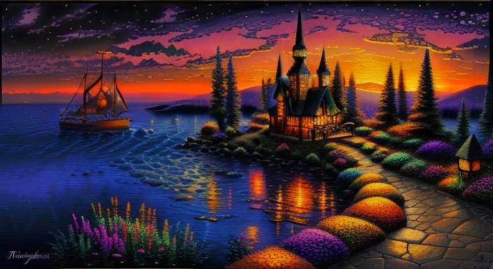 Abstract Sunset in Zentangle Style