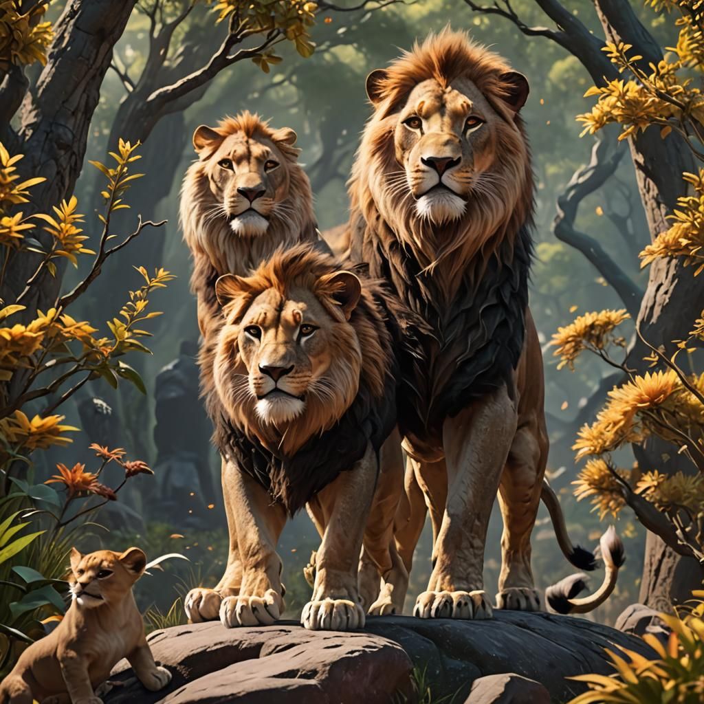 Lion King: 3D Anime Art Inspired by WLOP