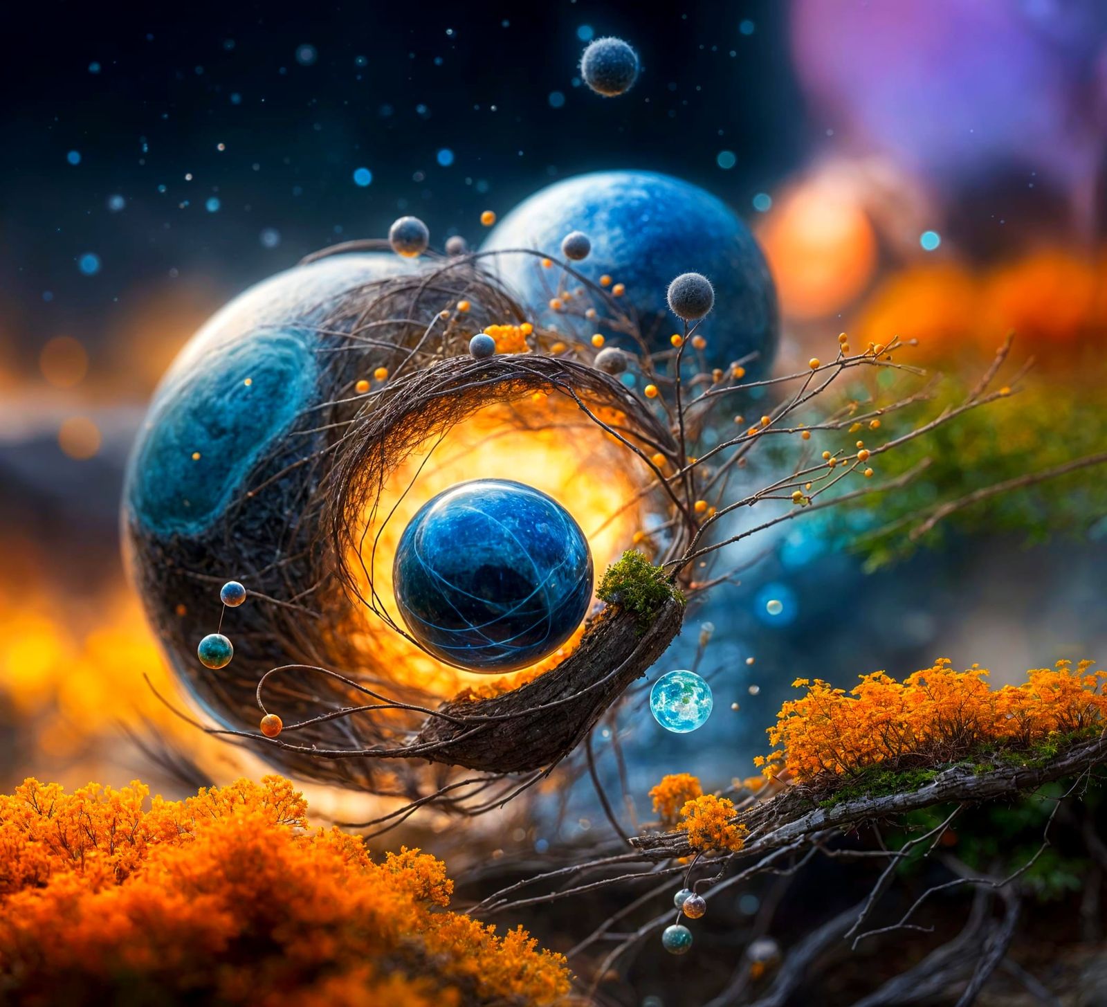 Miniature Planetary Ecosystems Entangled in a Quantum Dance