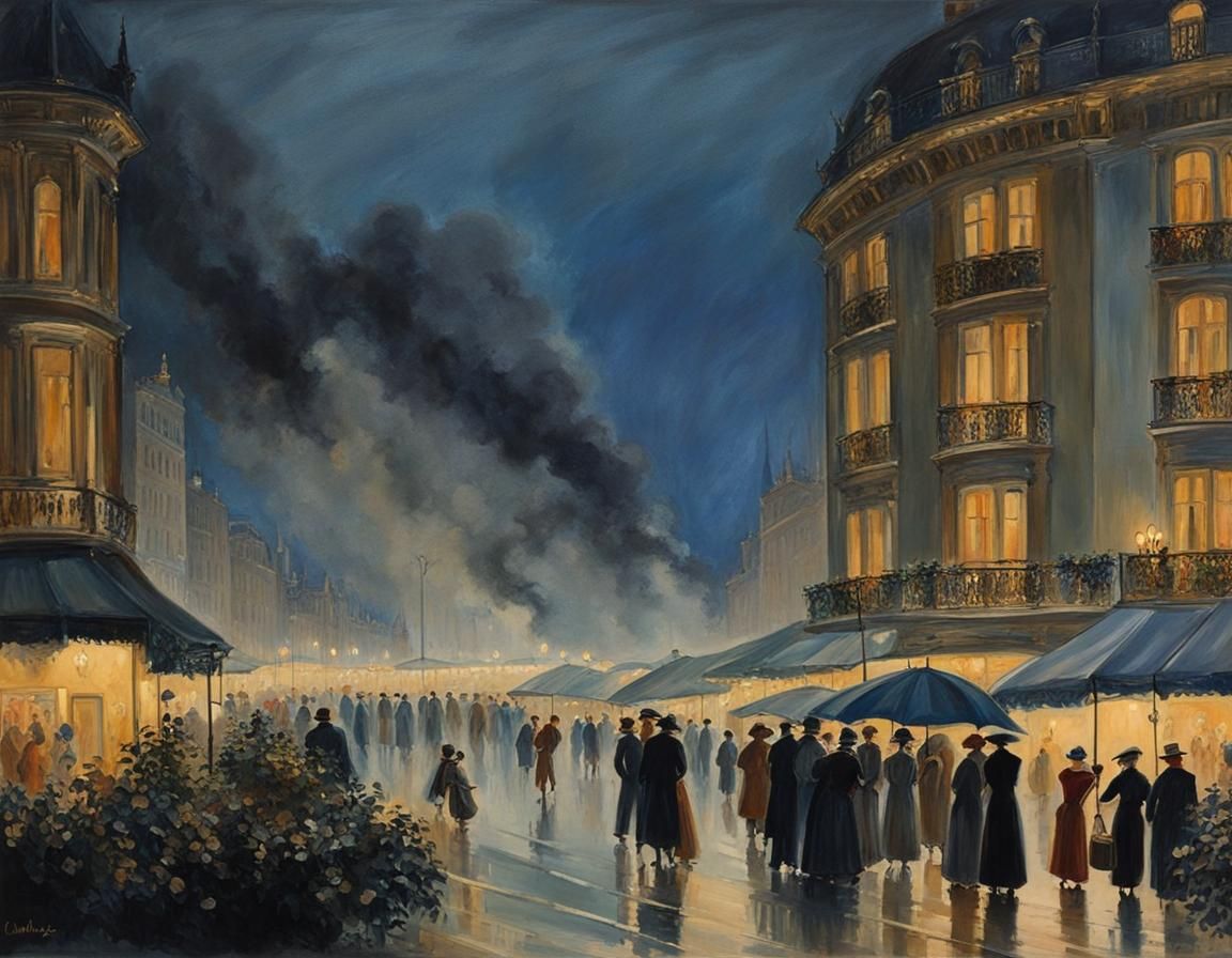 Glamorous Calm Before the Storm: A Gouache Painting