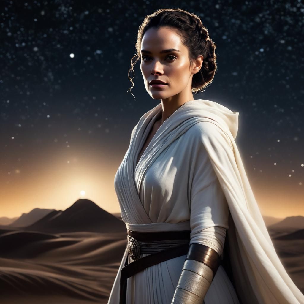 Rey Skywalker in Flowing Robe, Digital Art