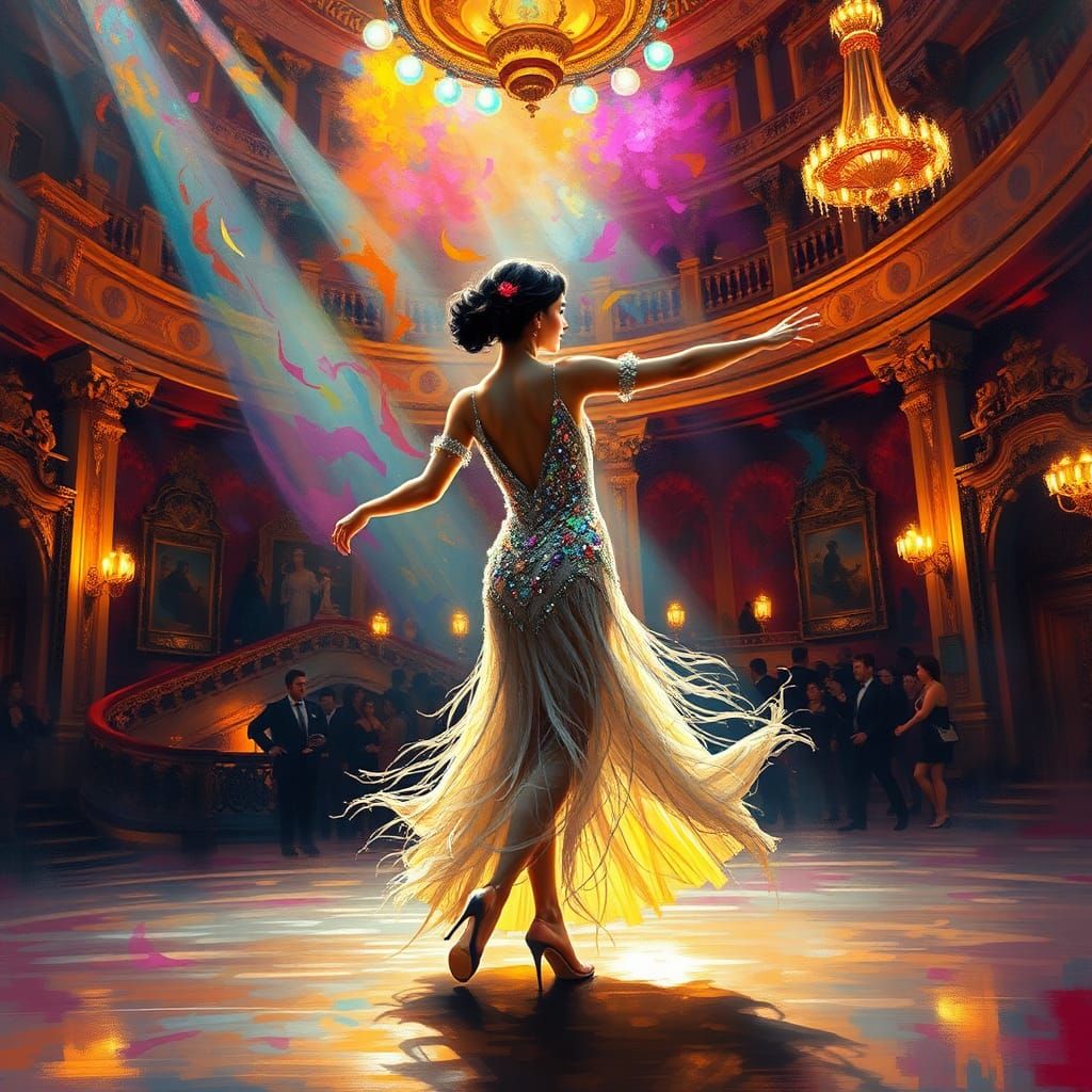 Parisian Cabaret Dancer in Art Deco Style