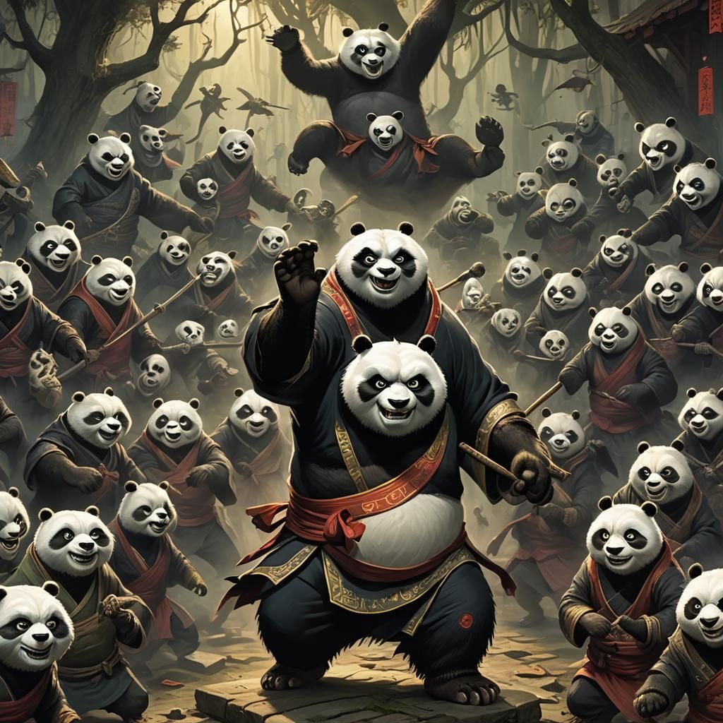 Horrific Kung Fu Panda in Gothic Horror Style